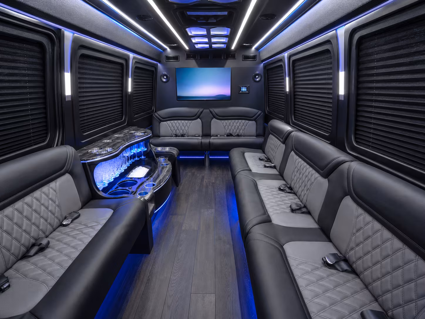 alexandria 28 passenger party bus inside
